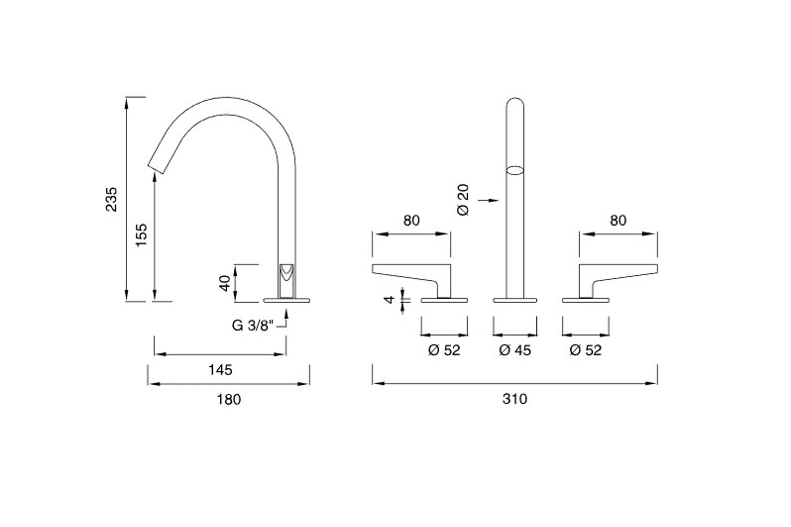 FLAG 3 Hole Mixer With Swivel Spout by CEA
