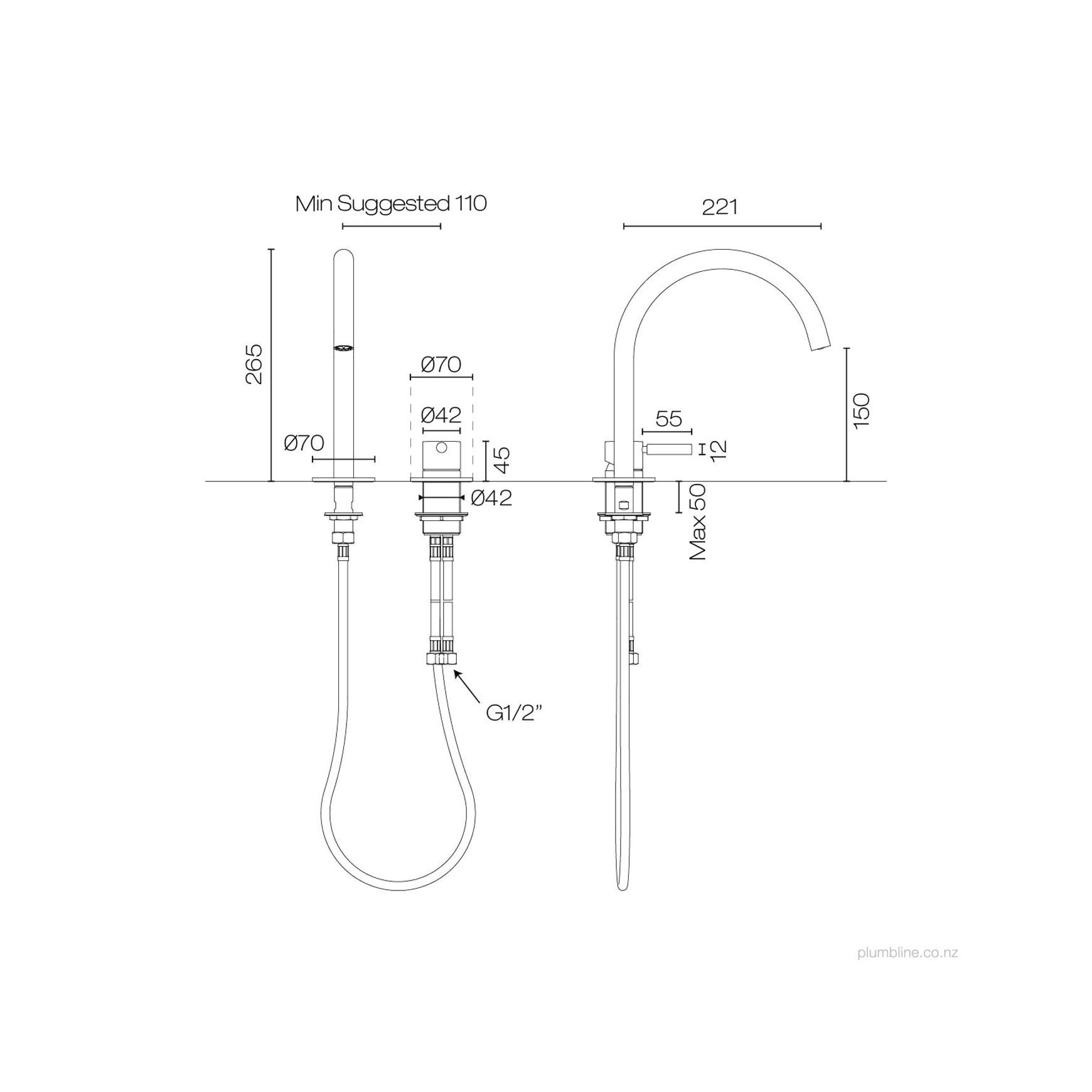 Buddy Pro Round 2 Hole Basin Mixer