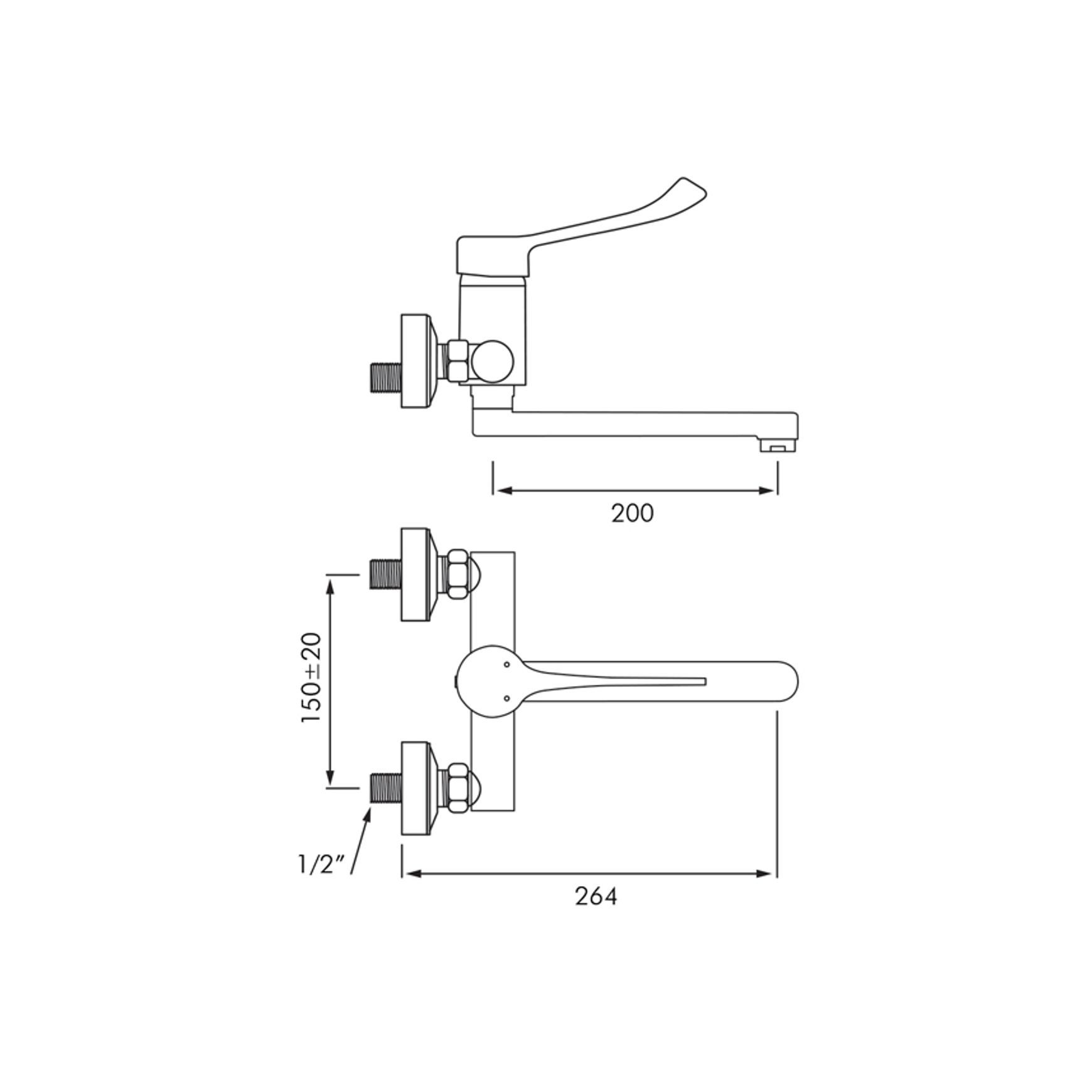 Delabie Securitouch Wall Mounted Basin Mixer