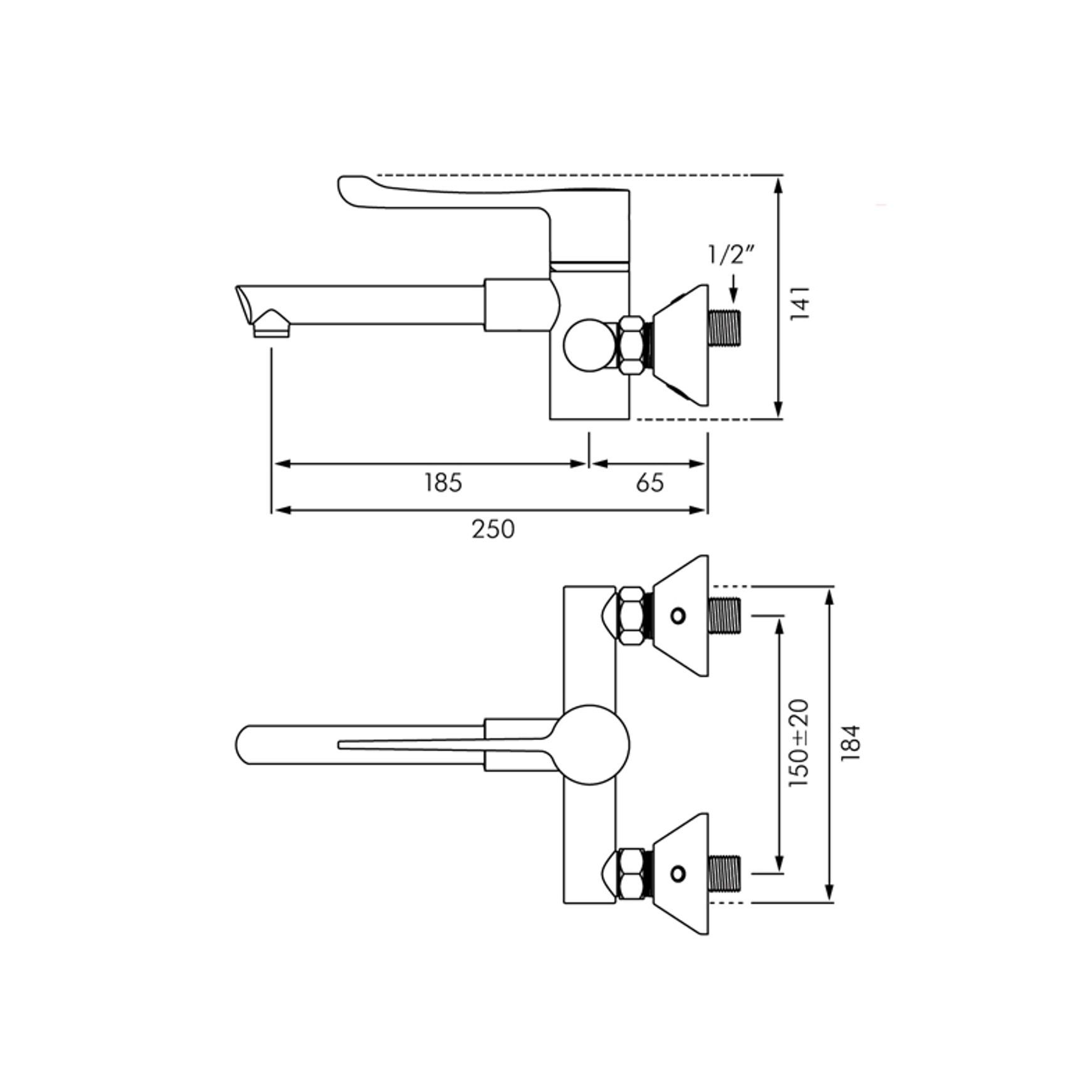 Delabie Securitherm Wall Mounted Bioclip Basin Mixer