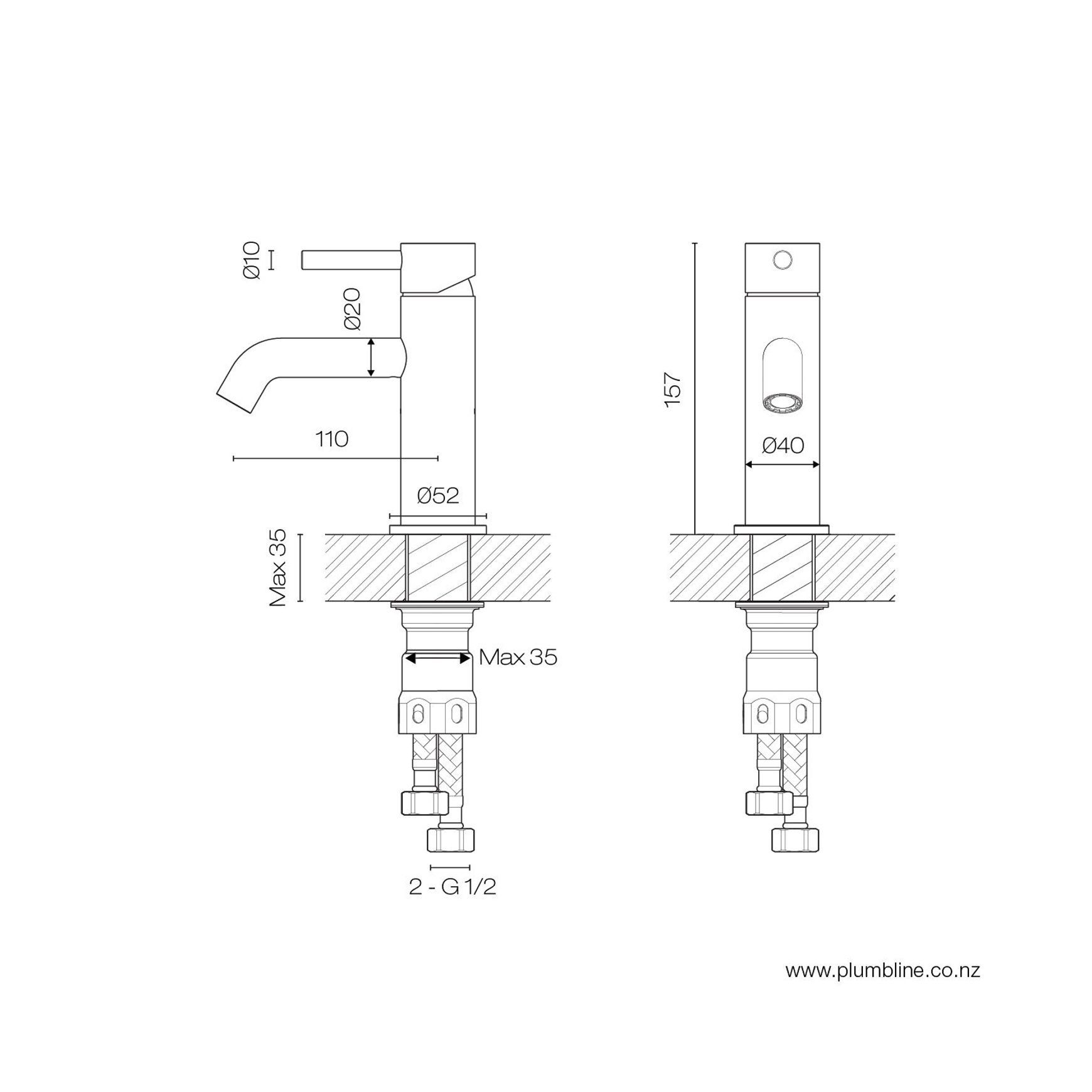 Swiss Basin Mixer dimensions
