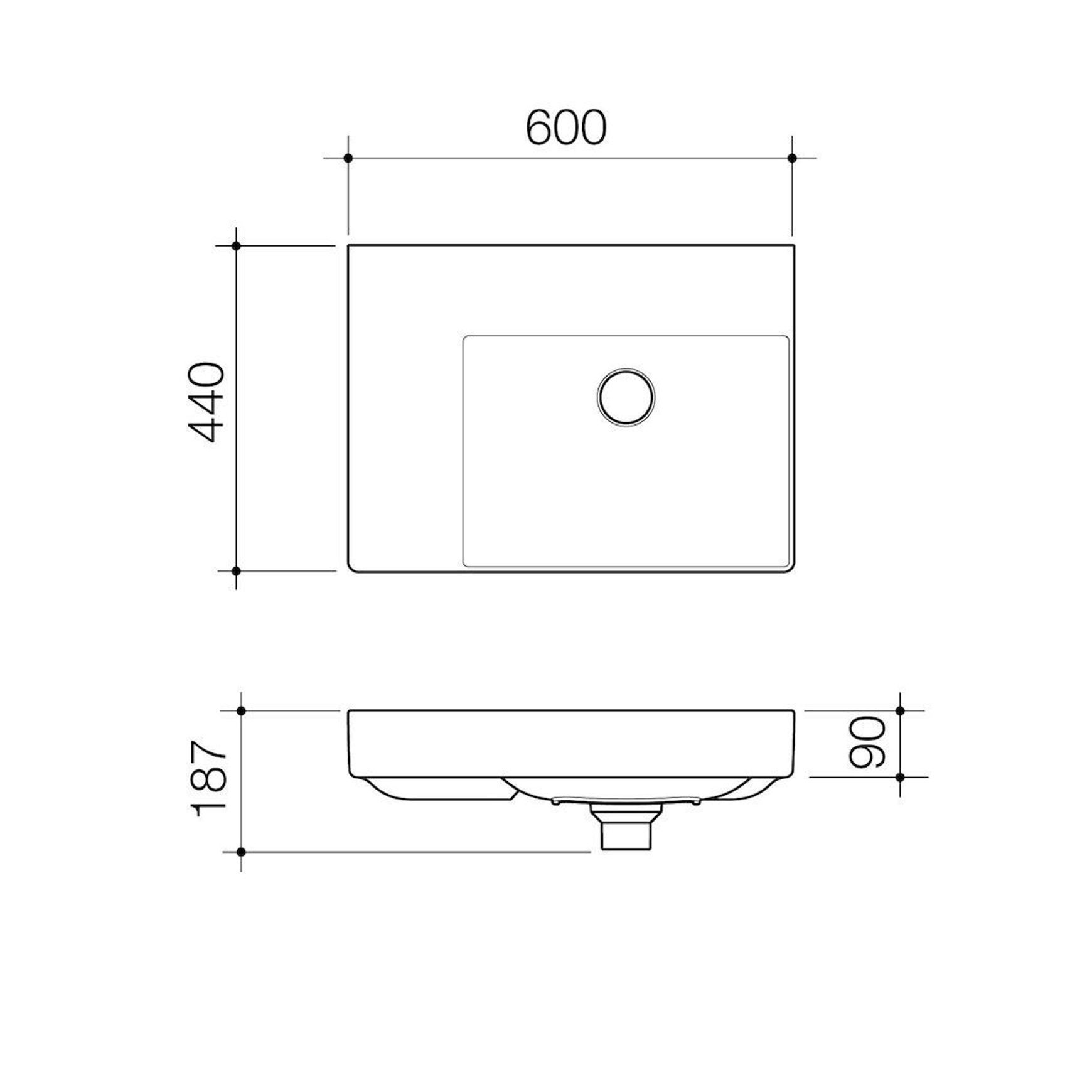 Urbane II Left Hand Shelf Wall Basin
