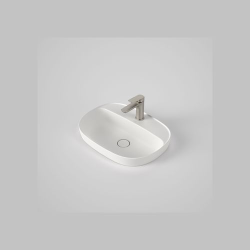 Contura II 530mm Inset Basin with Tap Landing (1 Tap Hole)  | Matte White