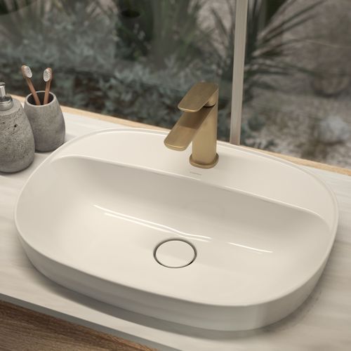 Contura II 530mm Inset Basin with Tap Landing (1 Tap Hole)  | White