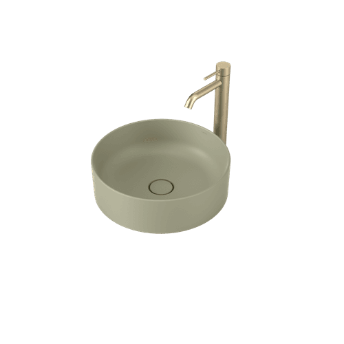 Liano II 400mm Round Above Counter Basin - Matte Green