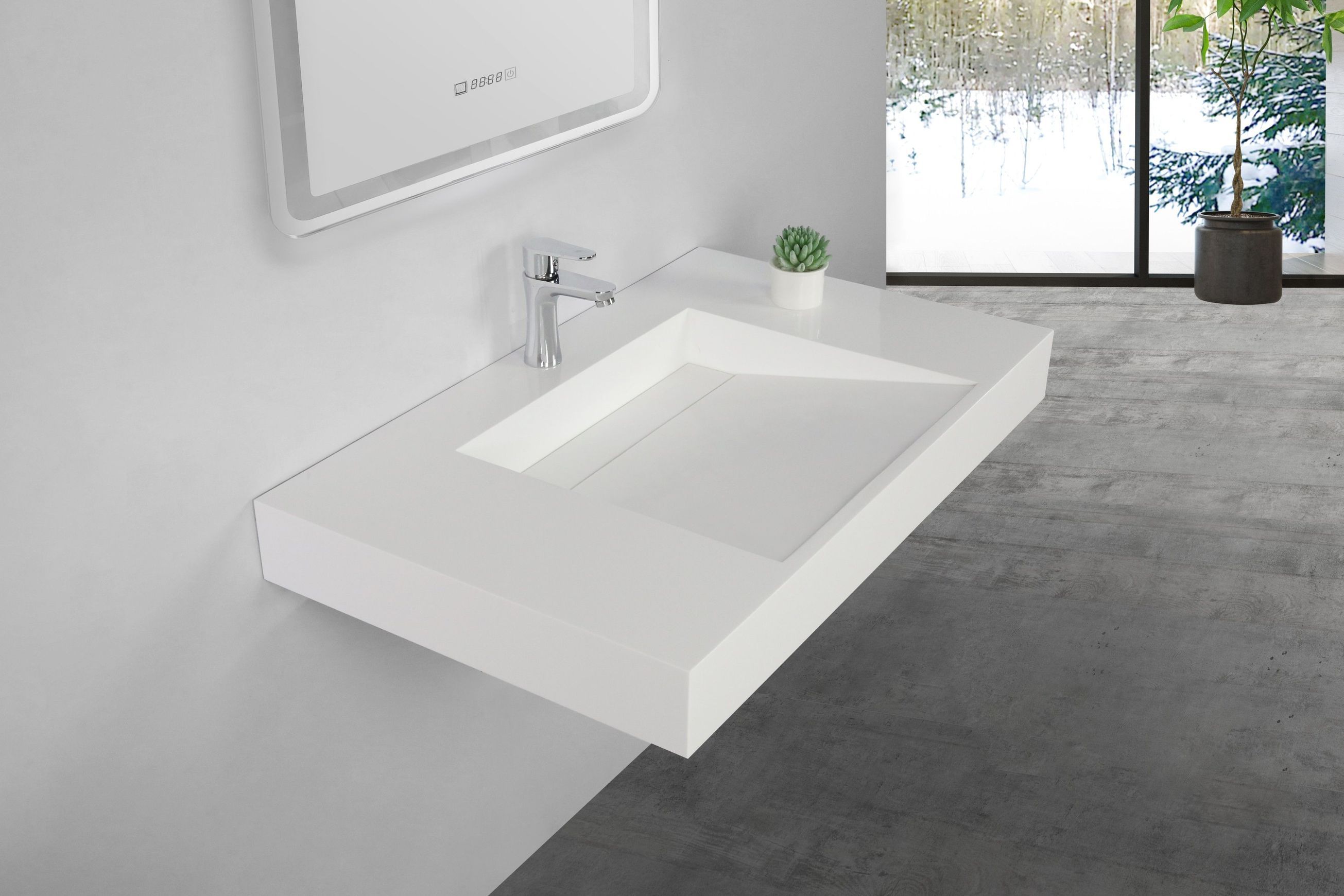 Ramp basin wall hung 915mm single bowl B5036