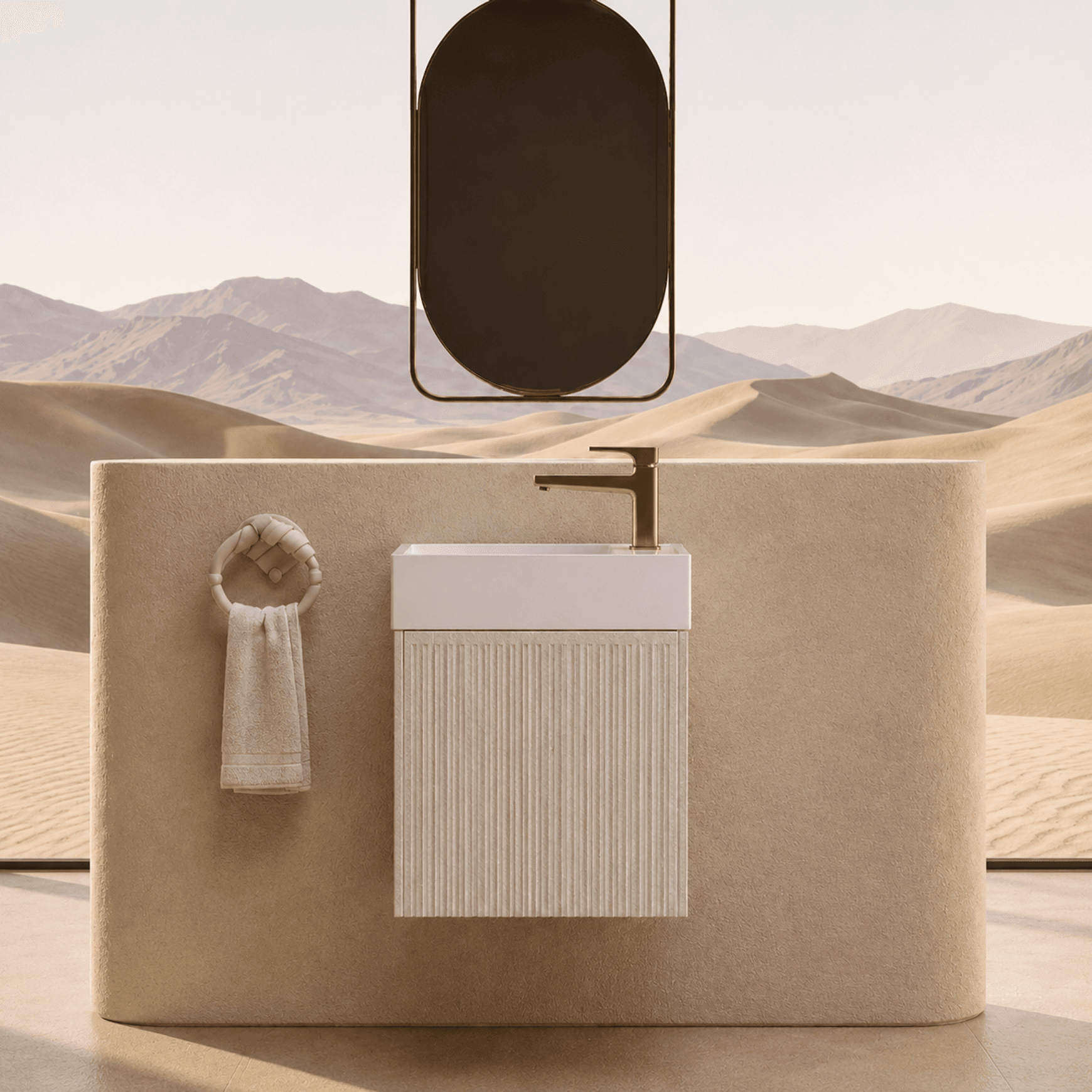 Desert Rock Wall Hung Vanity and Basin - DRV017