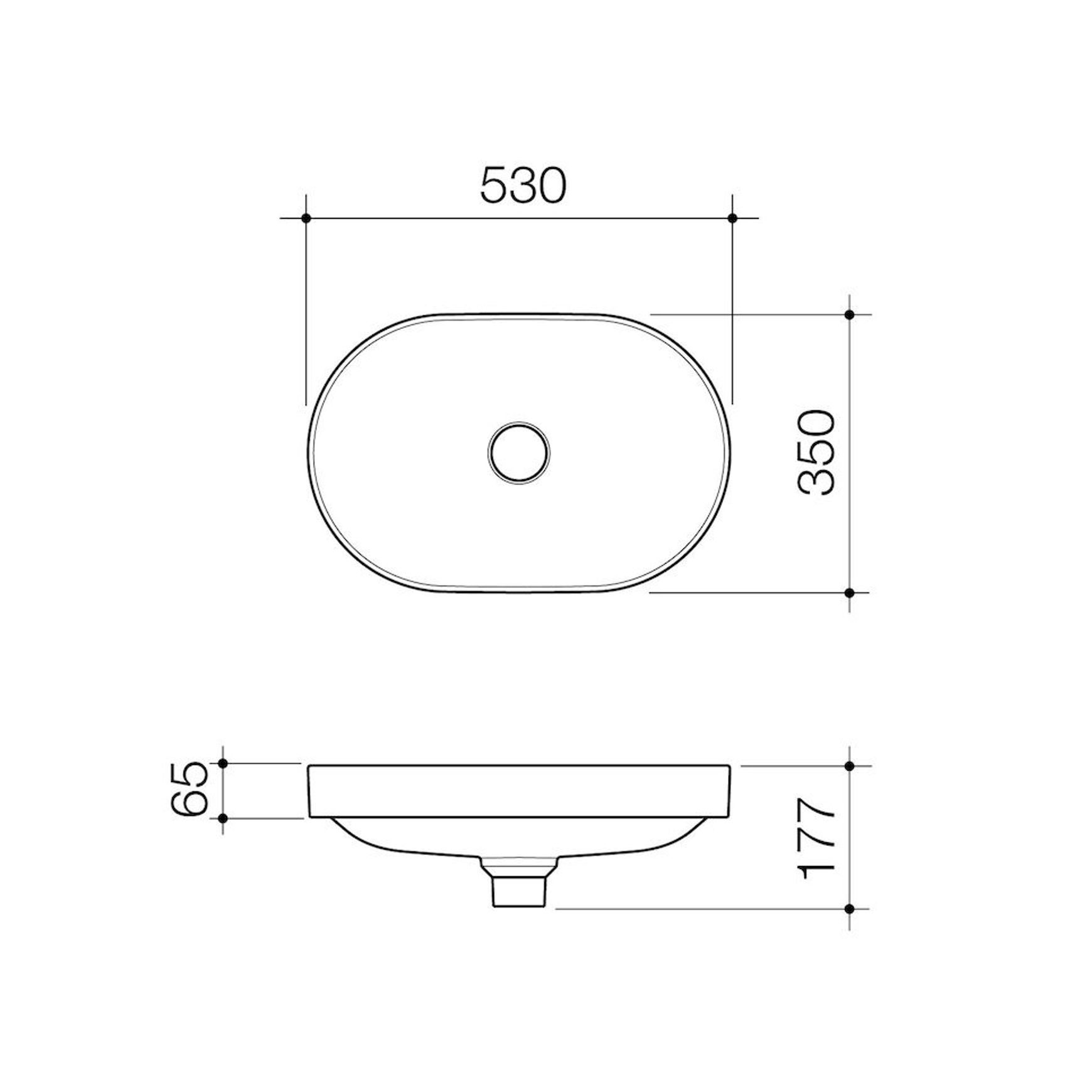 Liano II 530mm Pill Inset Basin - Matte Grey