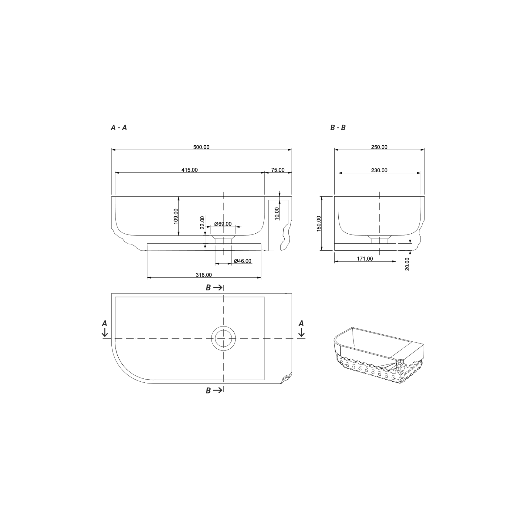 Aqvato Allen (A.H4) Bathroom Basin