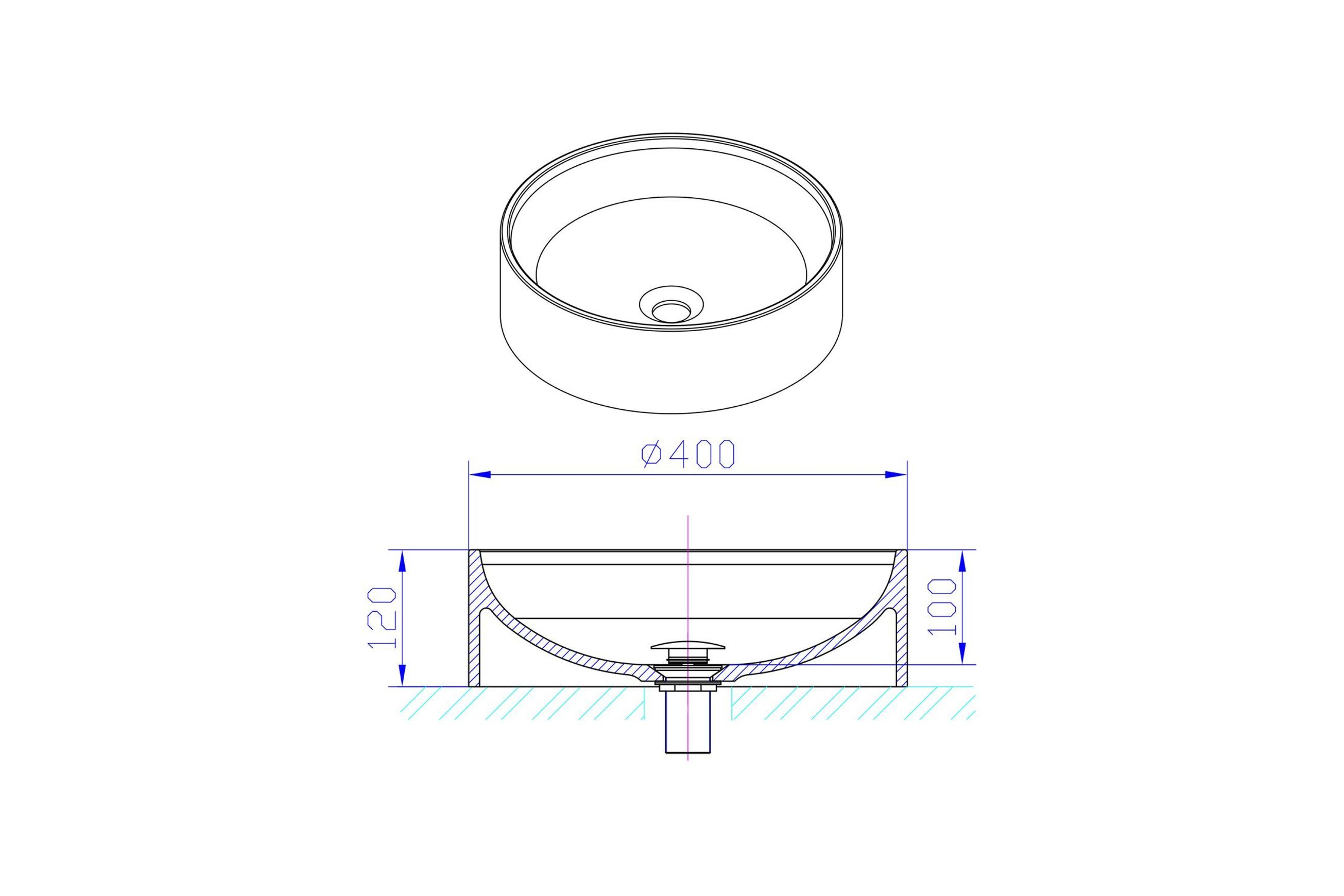 iStone Round Basin 400 x 105mm Gloss White