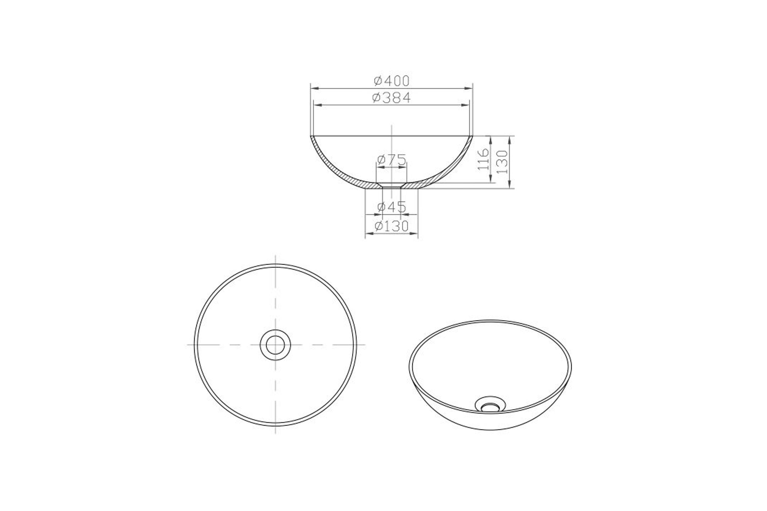 iStone Round Basin 400 x 130mm Metallic Gold