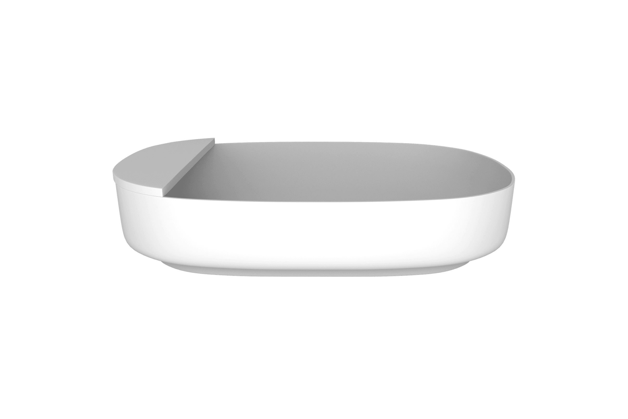 iStone Ovale Basin 550mm Gloss White (With Tray)
