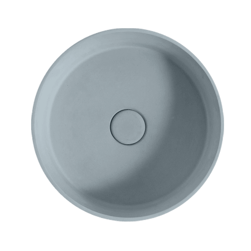 'Sol' Round Concrete Basin 390mm Duck Egg Grey