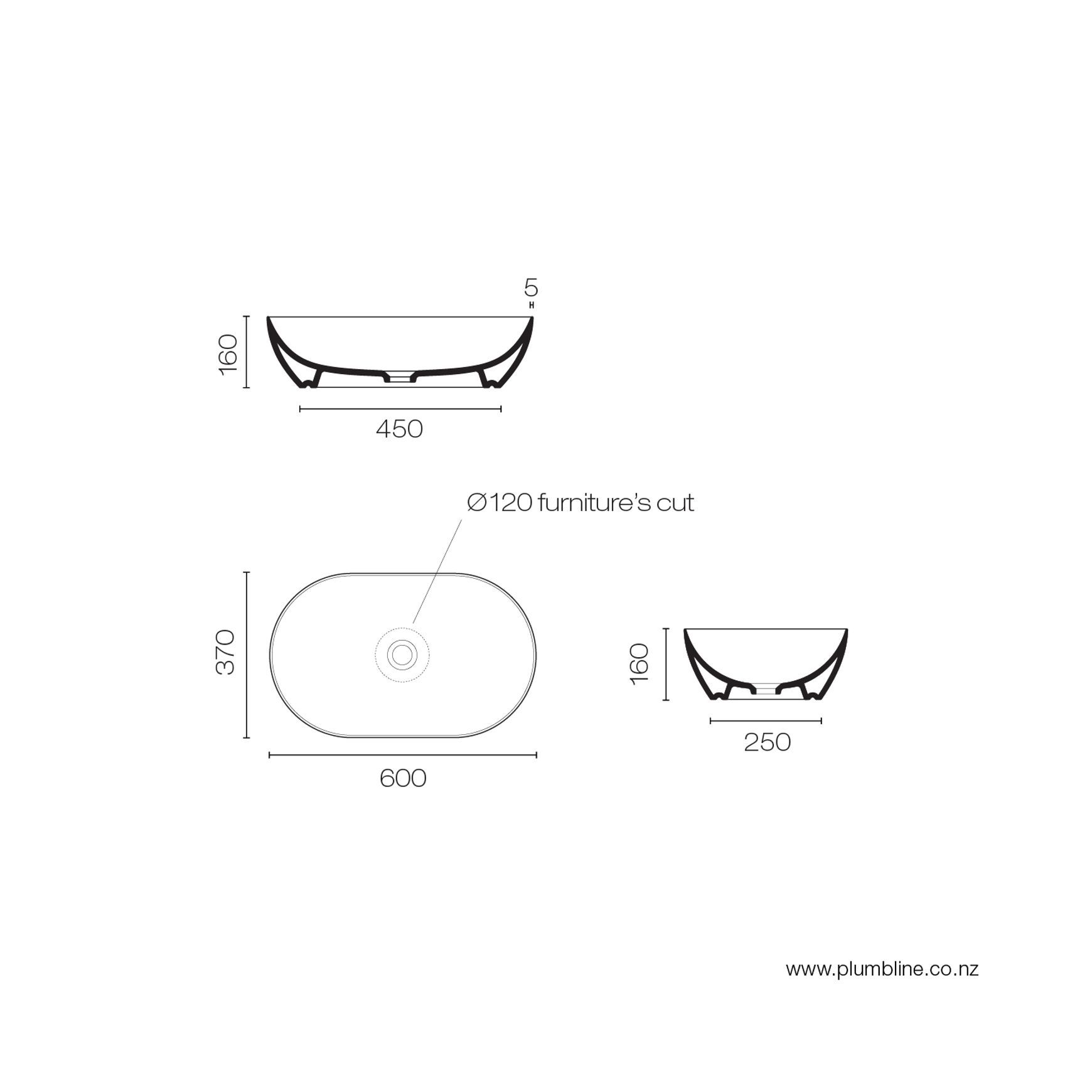 Pura 60 Oval Vessel Basin White