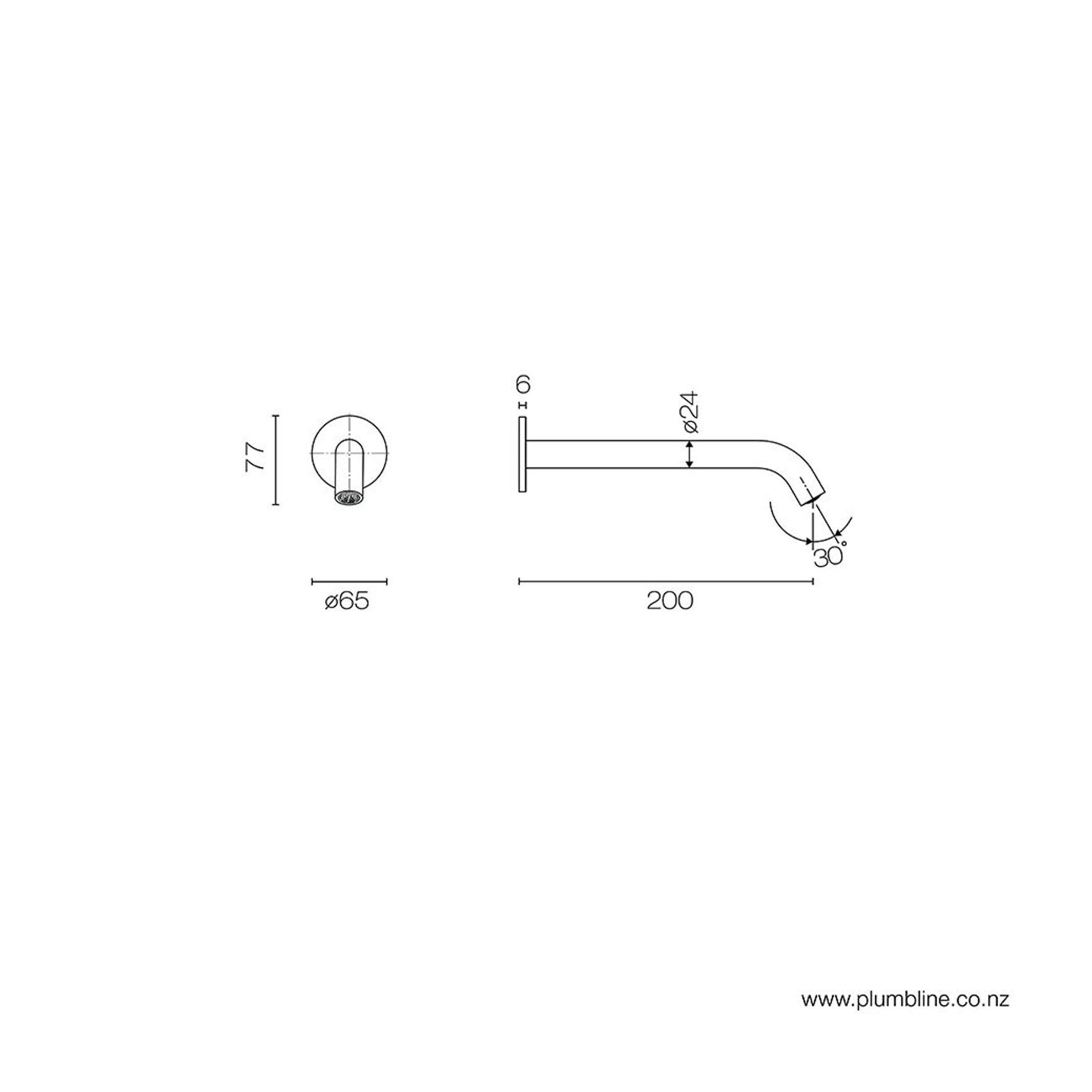 Nostromo Wall Mount Bath Spout dimensions