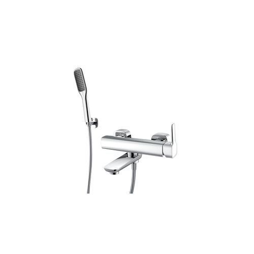 Modern Wall Mounted Bath Mixer and Shower Set Chrome