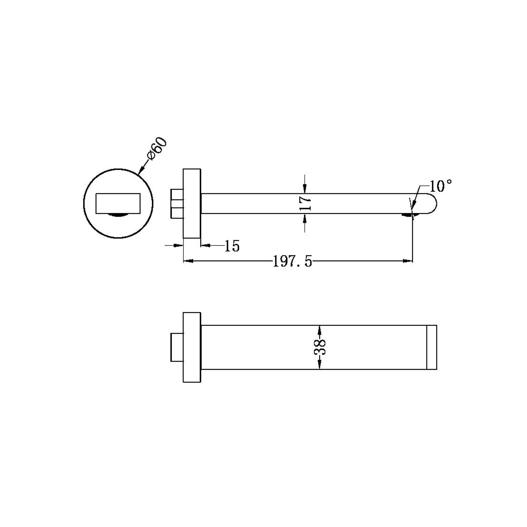 Bianca Fixed Bath Spout 200mm | Matte Black