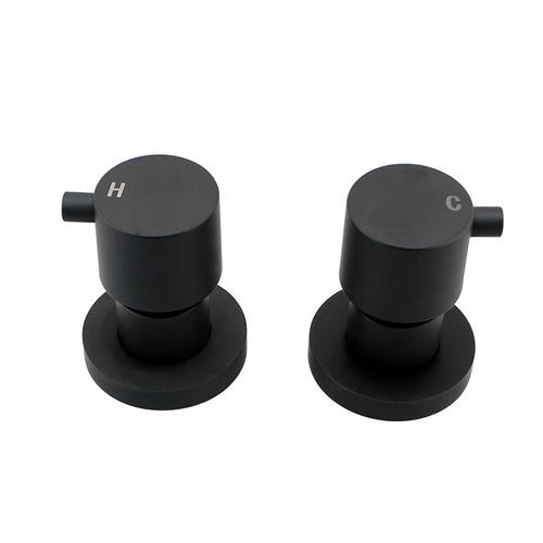 Round Shower Wall Taps Matte Black