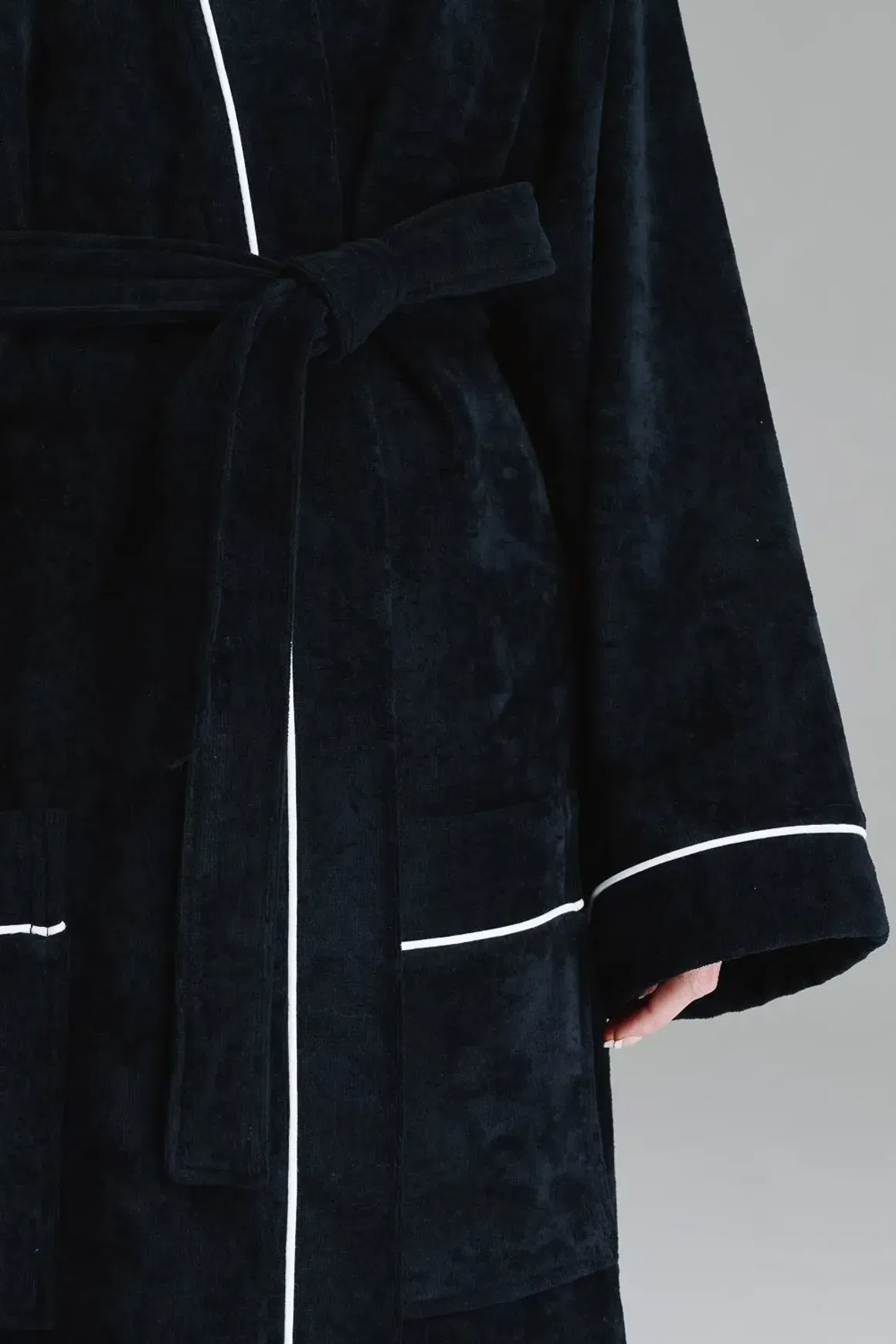 Cotton Velour Bathrobes with Piping