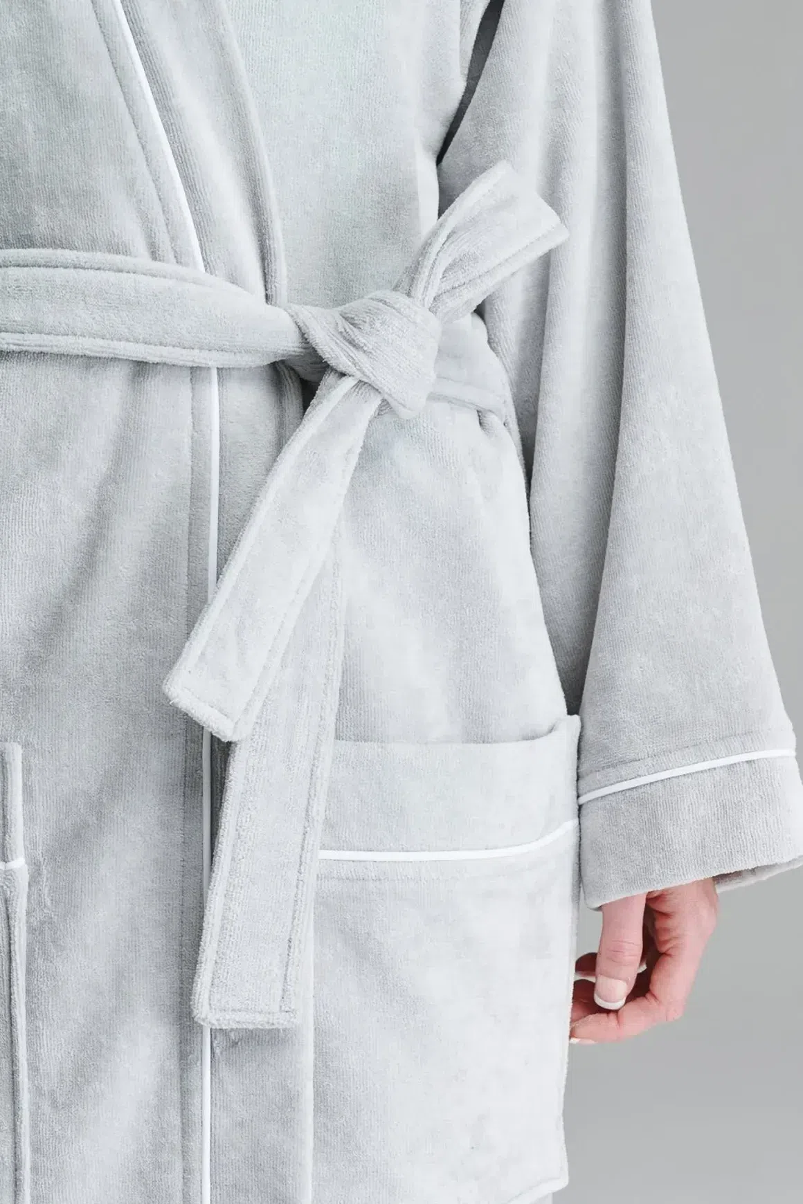 Cotton Velour Bathrobes with Piping