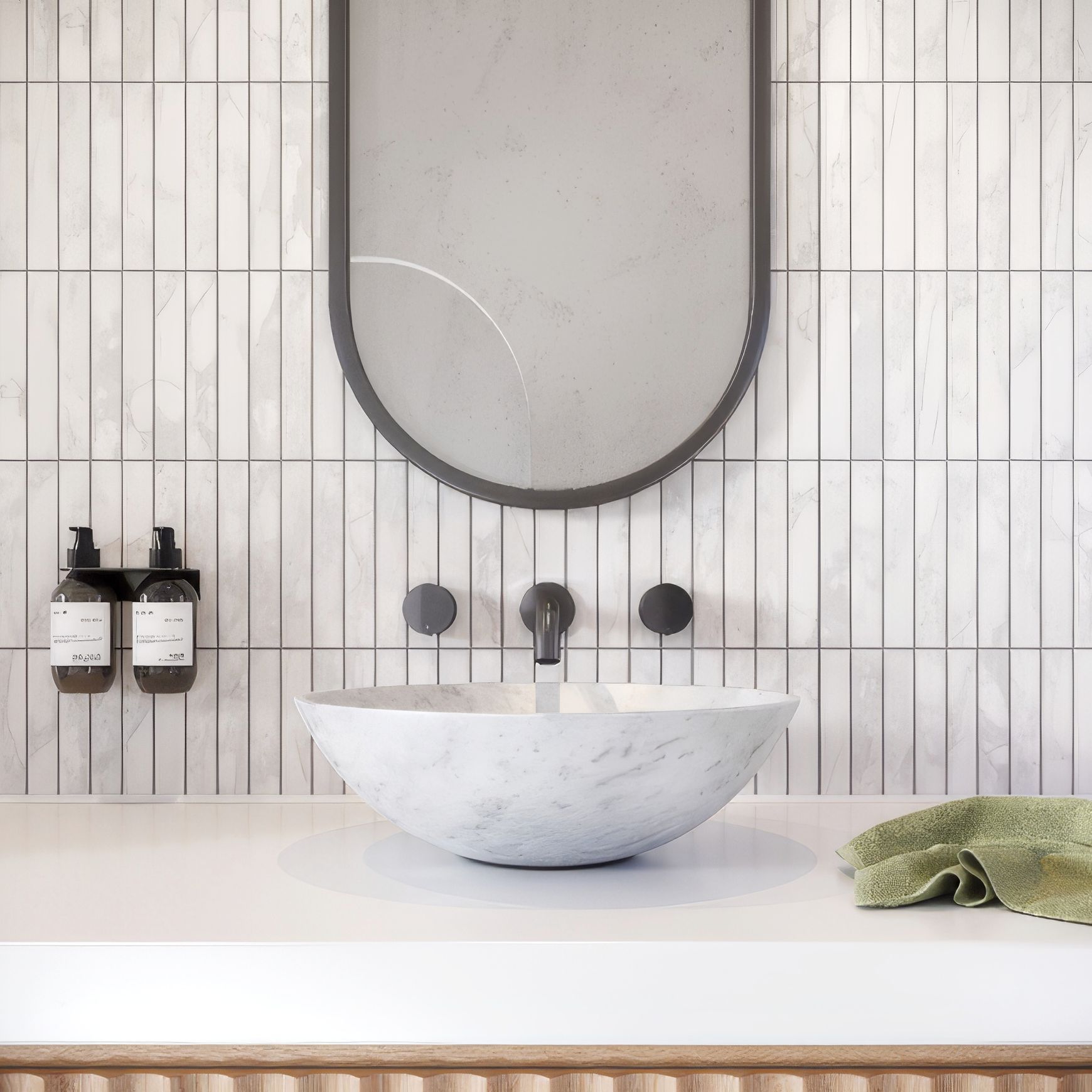 Lira Soap Bottle Holder - Double - Brushed Gunmetal