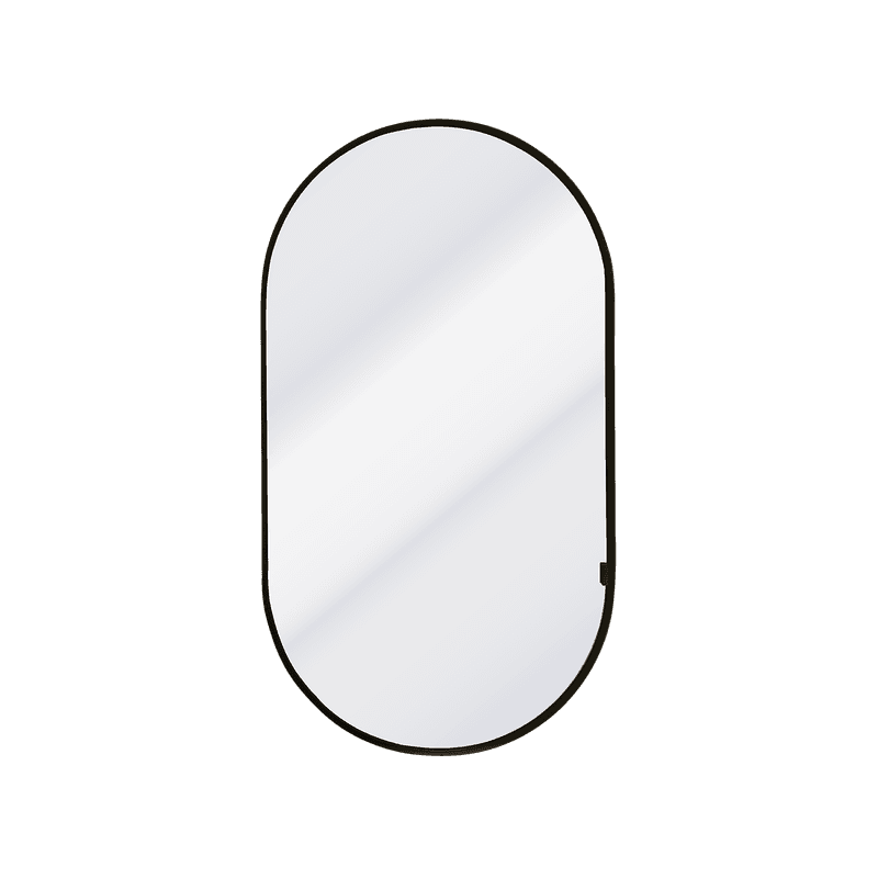 Kzoao 500mm Oval Mirror Cabinet Satin Black