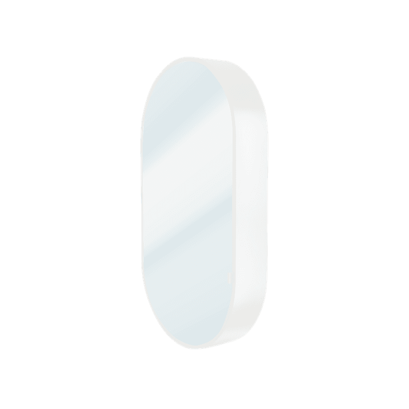 Kzoao 500mm Oval Mirror Cabinet Satin White