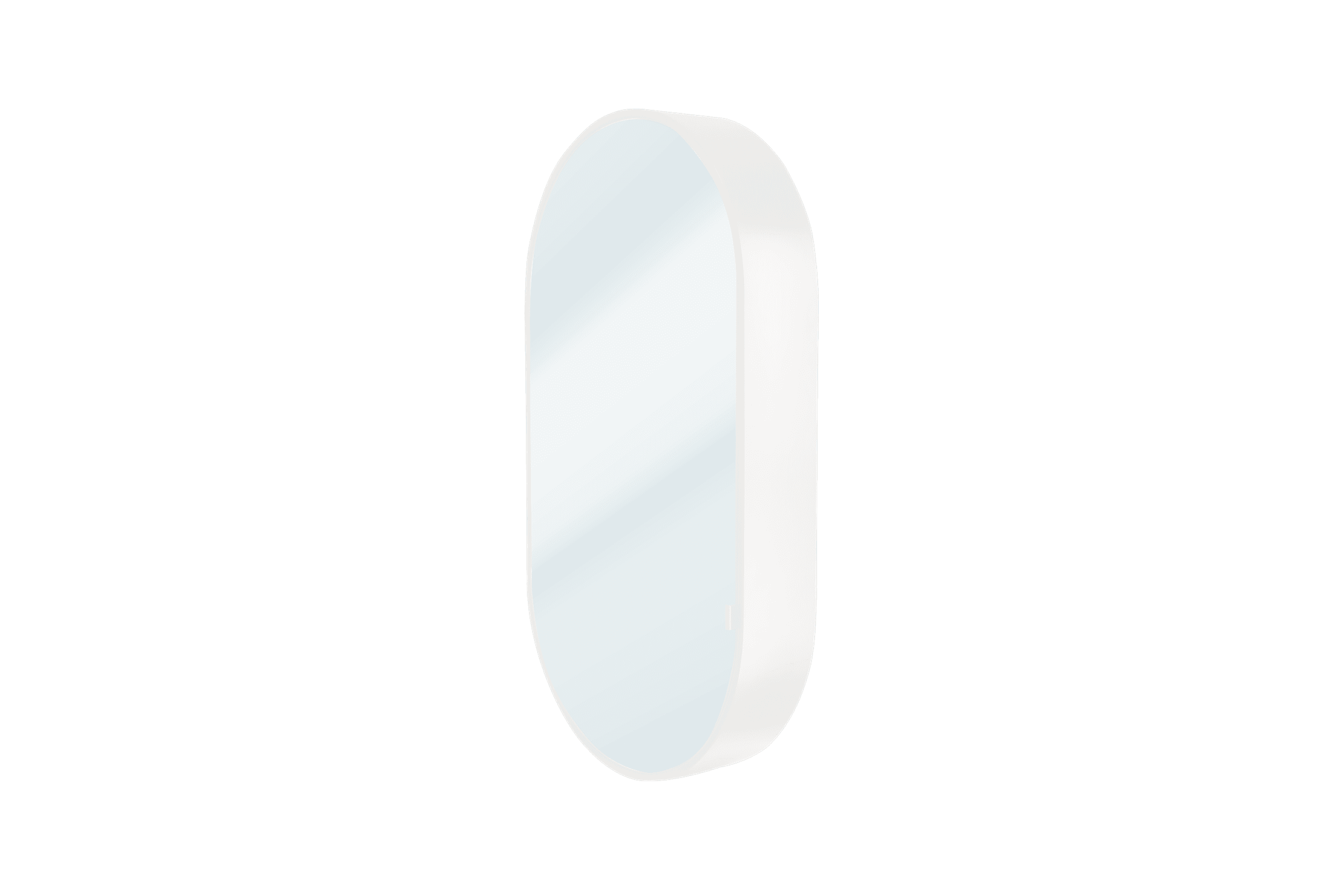 Kzoao 500mm Oval Mirror Cabinet Satin White