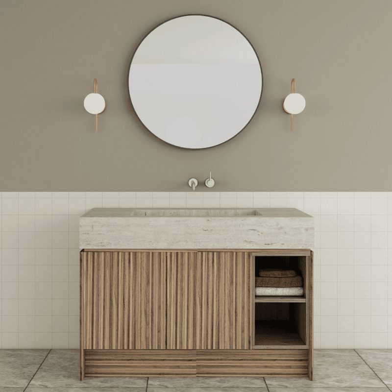 TERRA Vanity | Floor-standing with doors and open shelv