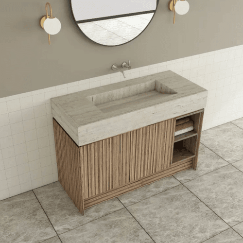 TERRA Vanity | Floor-standing with doors and open shelv