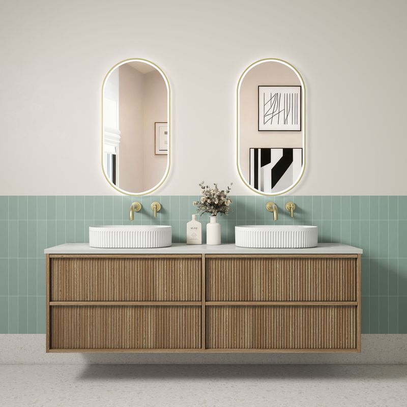 Aulic  Venetta Flute Wall Hung 1800m Harvest Oak Vanity