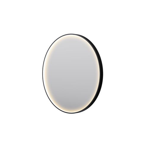 Eclipse Circle Black LED Framed Mirror with Demister
