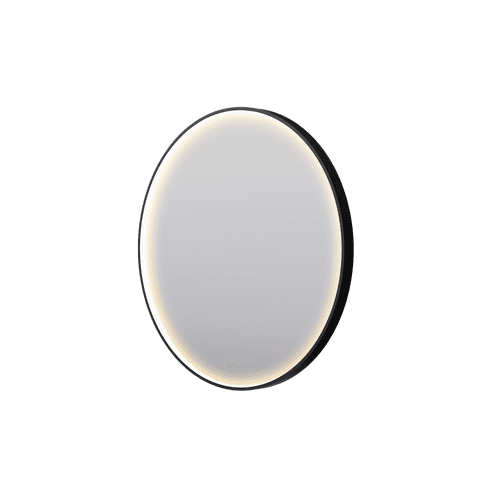 Eclipse Circle Black LED Framed Mirror with Demister