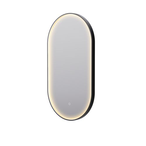 Eclipse Obround Black LED Framed Mirror with Demister