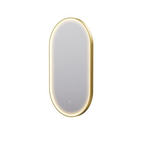 Eclipse Obround Gold LED Framed Mirror with Demister