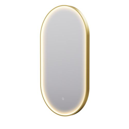 Eclipse Obround Gold LED Framed Mirror with Demister