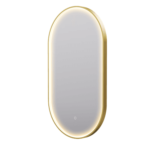 Eclipse Obround Gold LED Framed Mirror with Demister