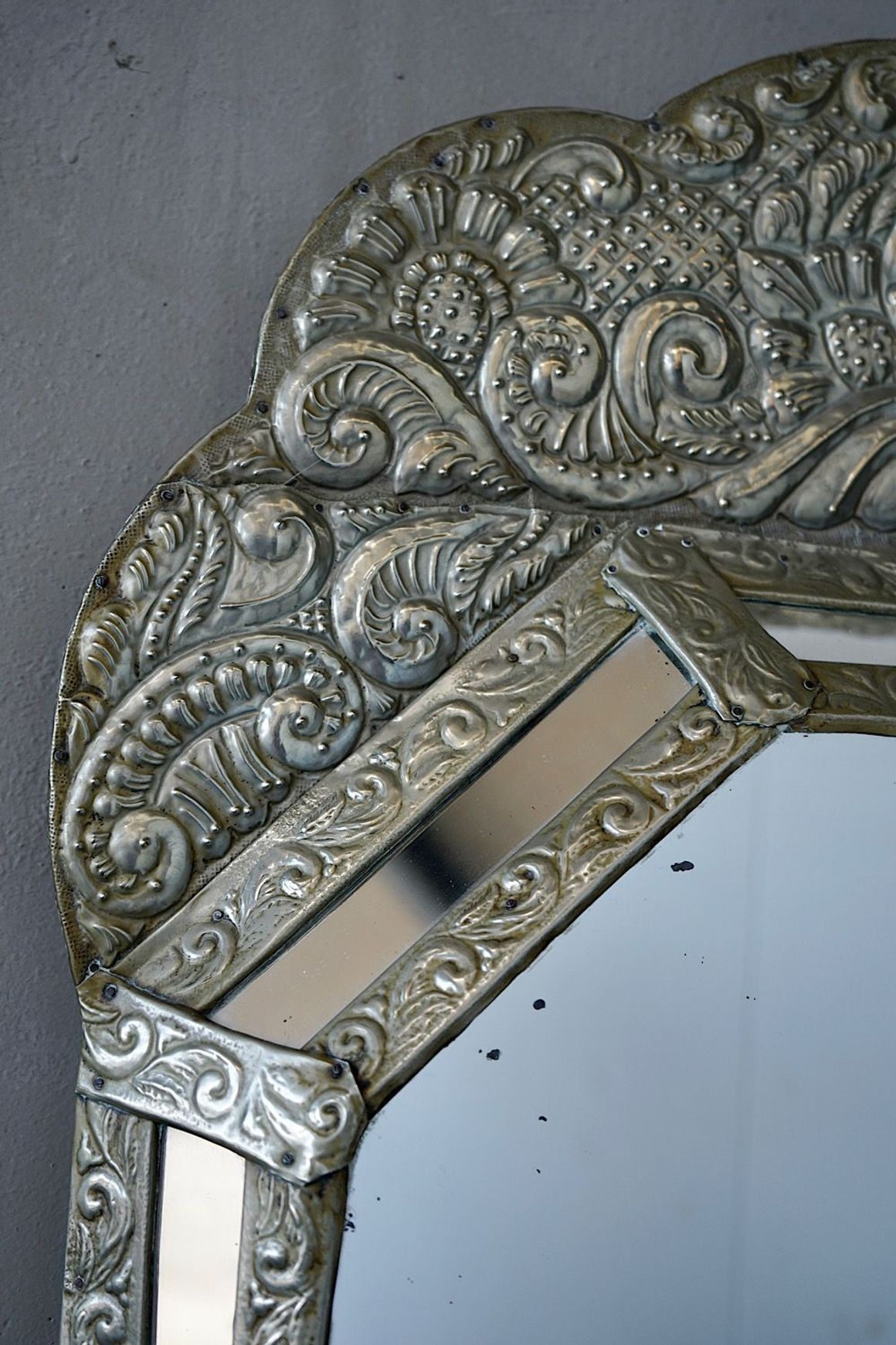 Antique Pressed Metal Régence Mirror