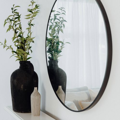 Bella Round Wall Mirror 60 cm | Black