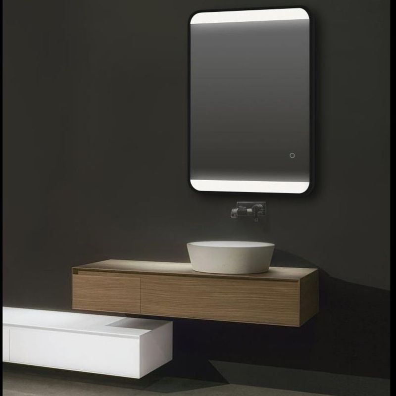 LED Black Framed Mirror 500x700mm
