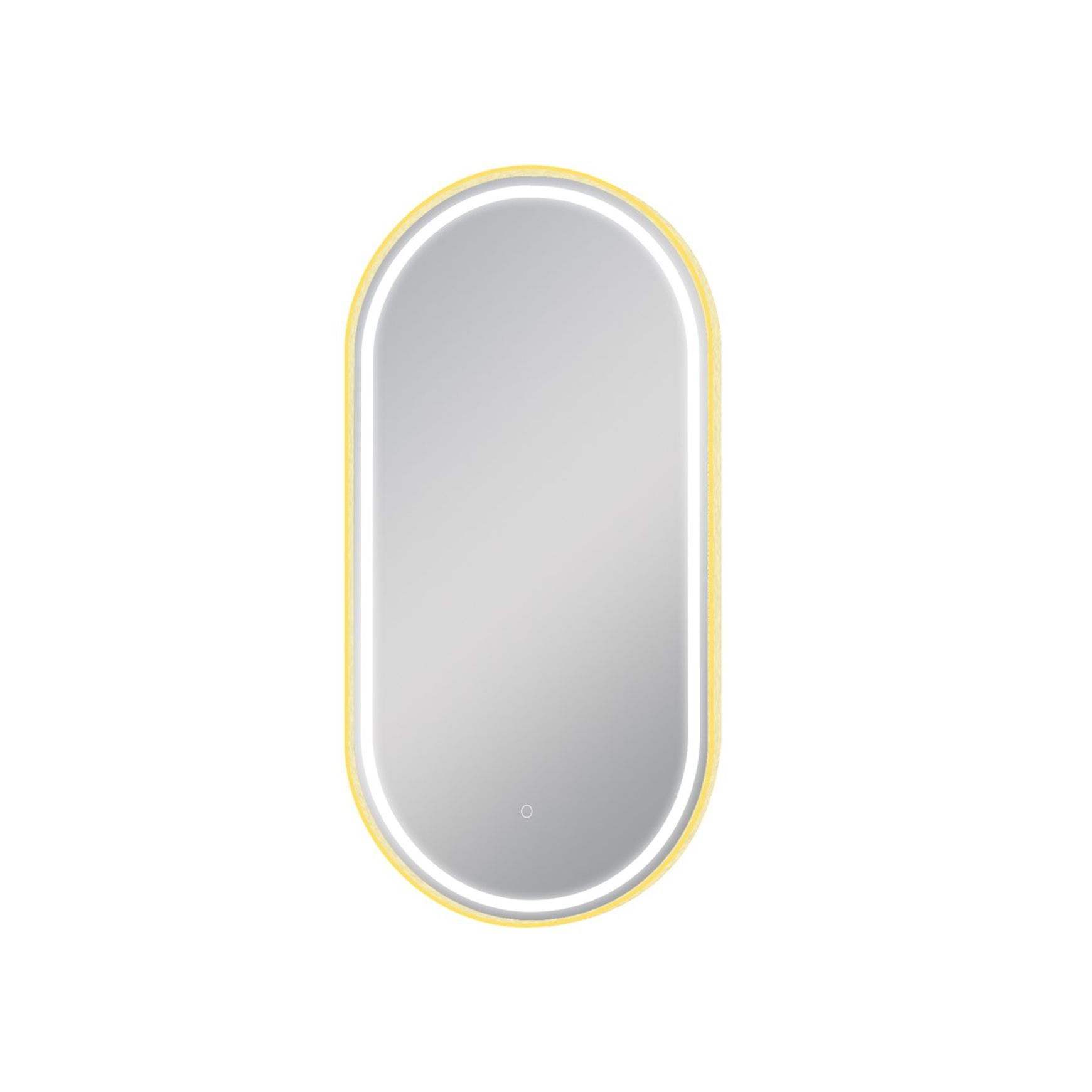 LED Framed Oval Mirror Brushed Brass 500x1000mm