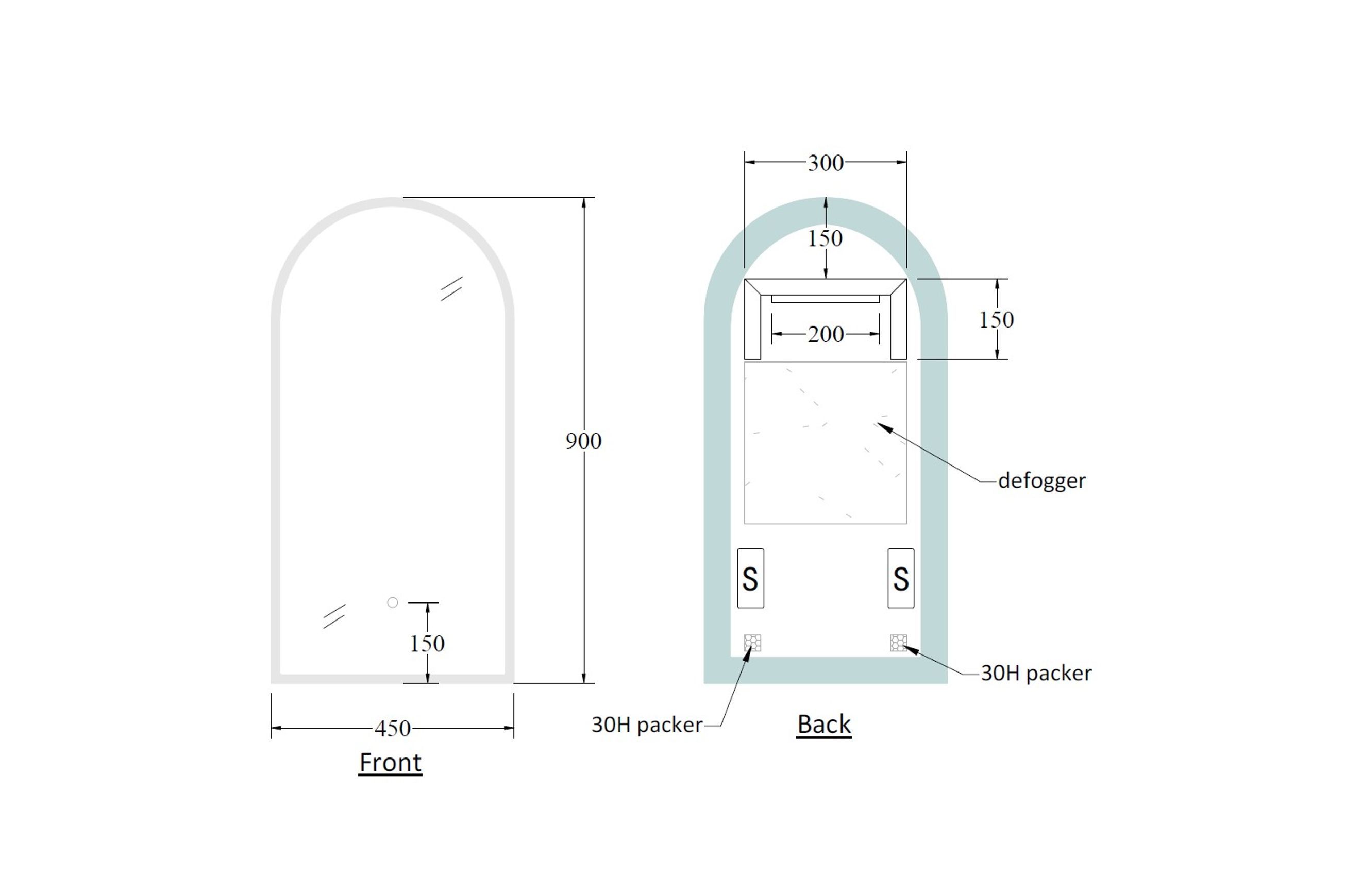 Code Solace Arc Led Mirror dimensions