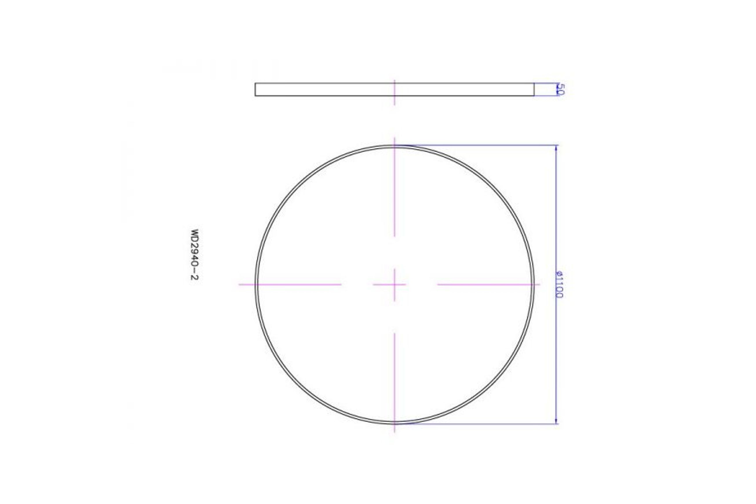 iStone 1100mm Round Mirror Matte Black dimensions