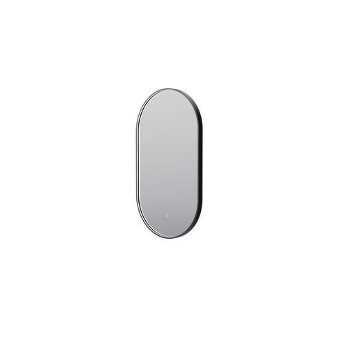Eclipse Obround Black LED Framed Mirror with Demister