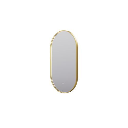 Eclipse Obround Gold LED Framed Mirror with Demister