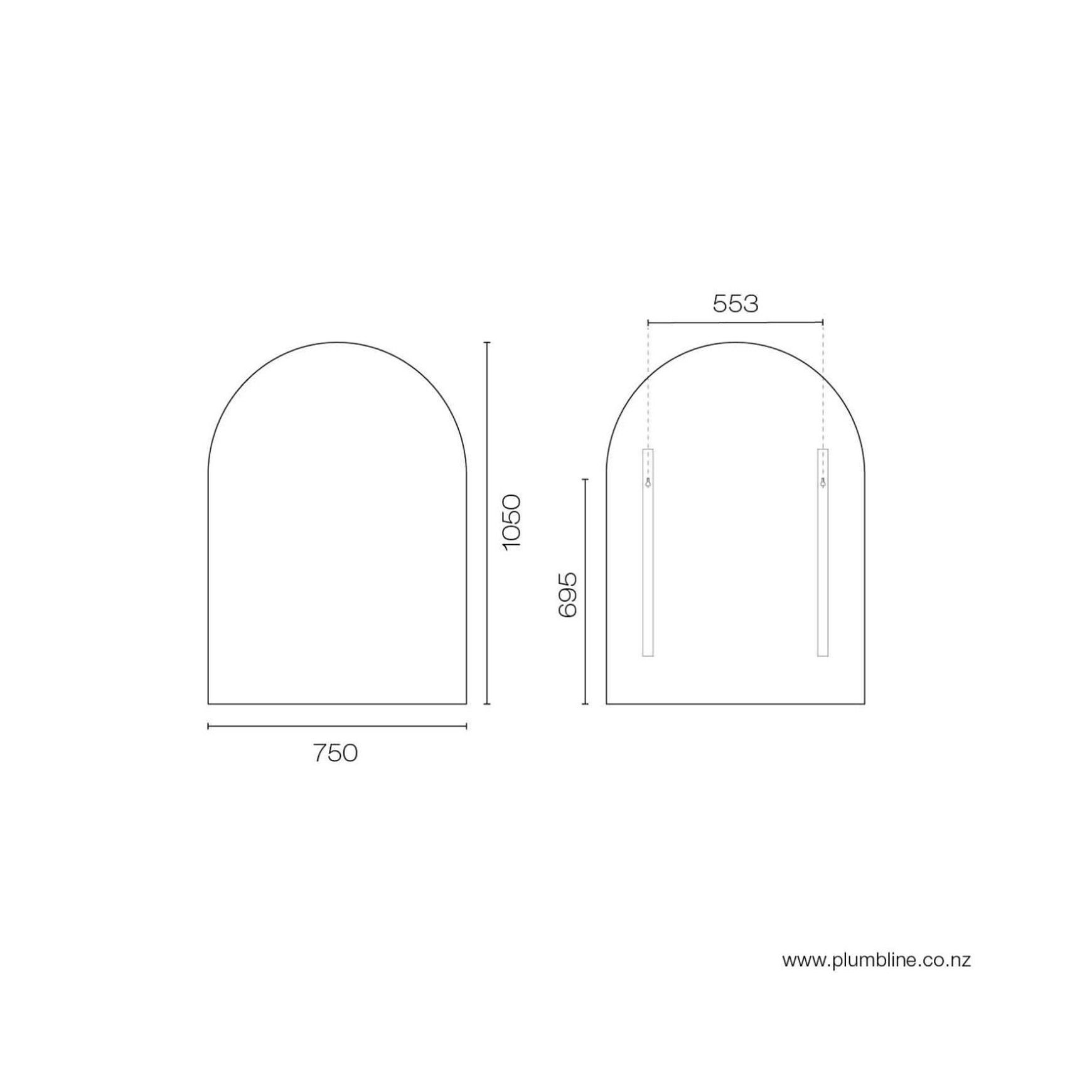 Frame Black 750 Arch Mirror