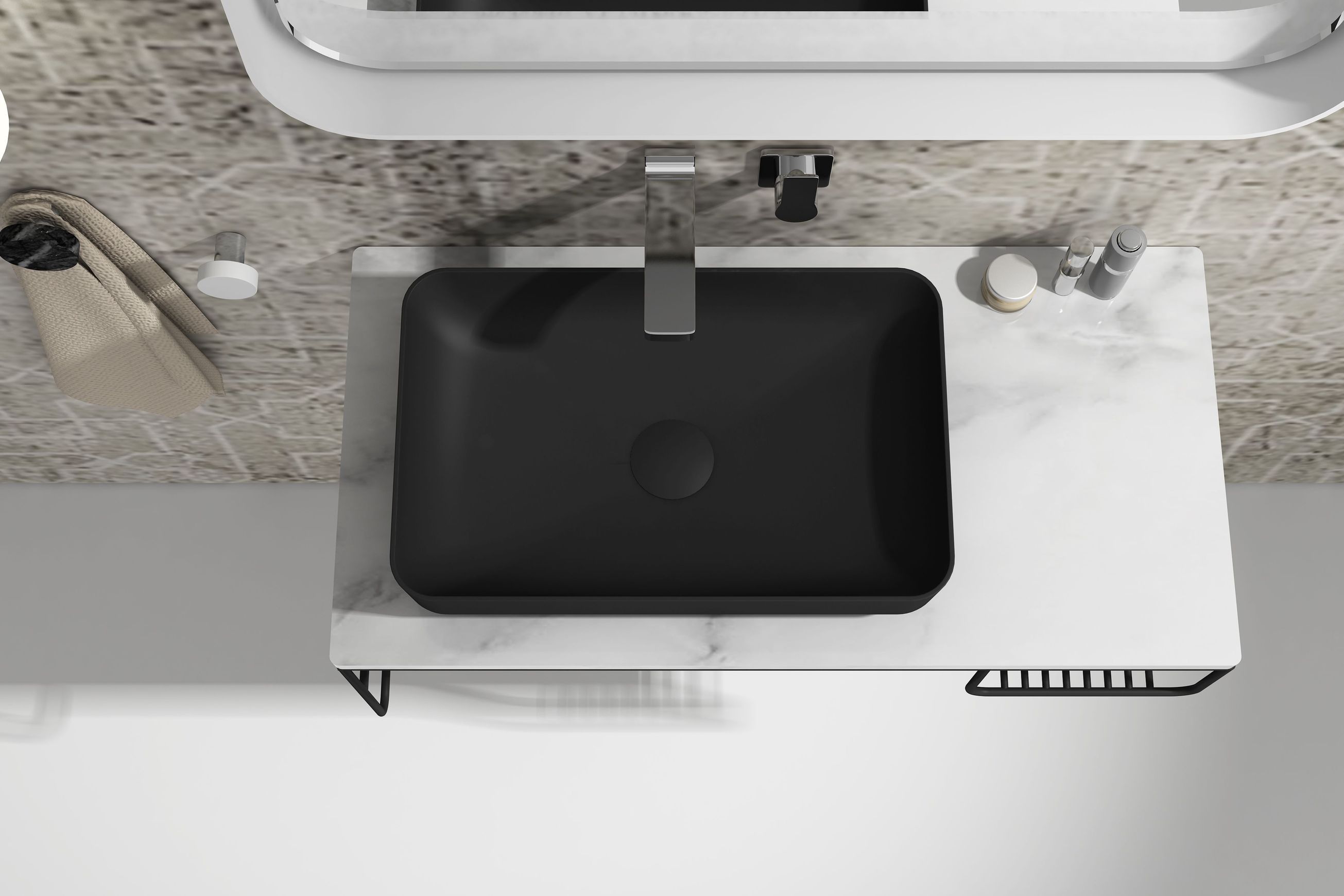 G2737-0 Wall Hung Marble & Black Vanity Basin