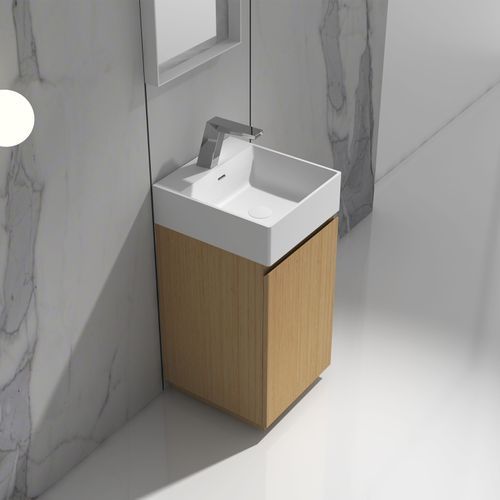 Gia Vanity Cabinet Unit Bamboo & Matte White