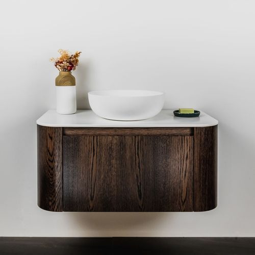 Curved Tondo 900 Single Drawer Wall Hung Vanity - 6 Colours