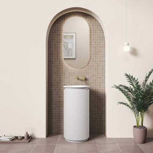 Aulic Civaro Floor Standing Matte White Pillar Cabinet